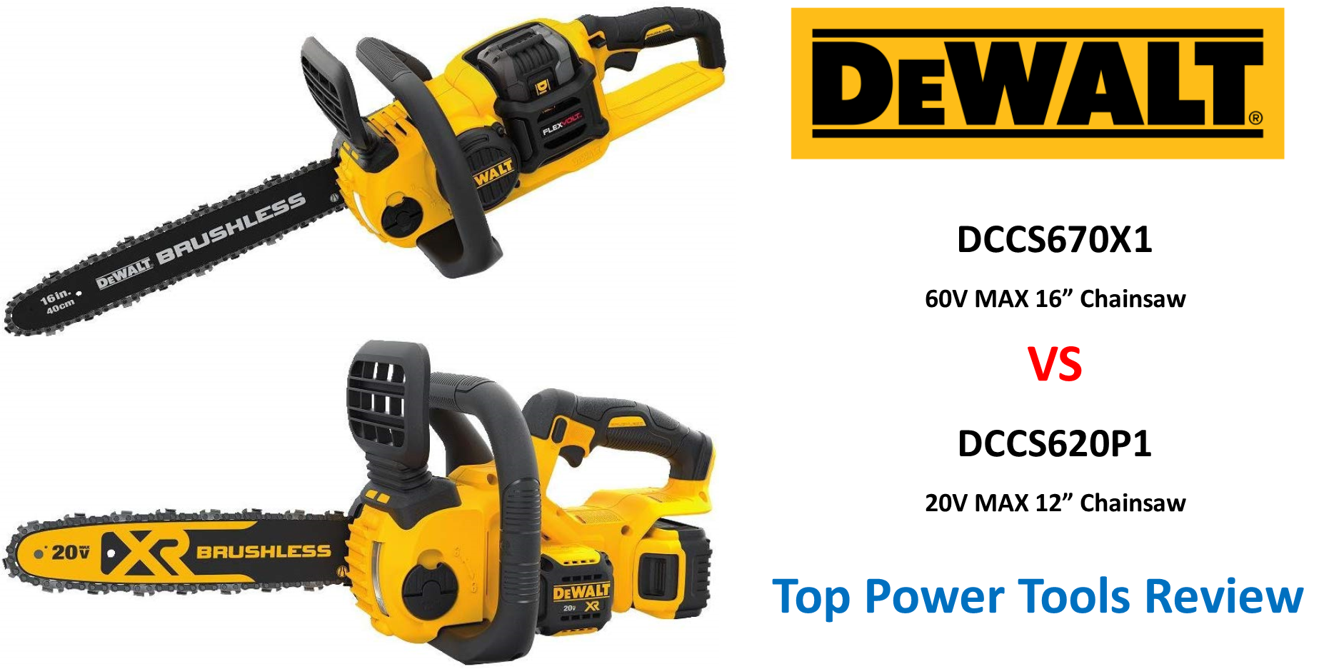 Comparative review DeWalt 20V MAX vs 60V MAX chainsaws