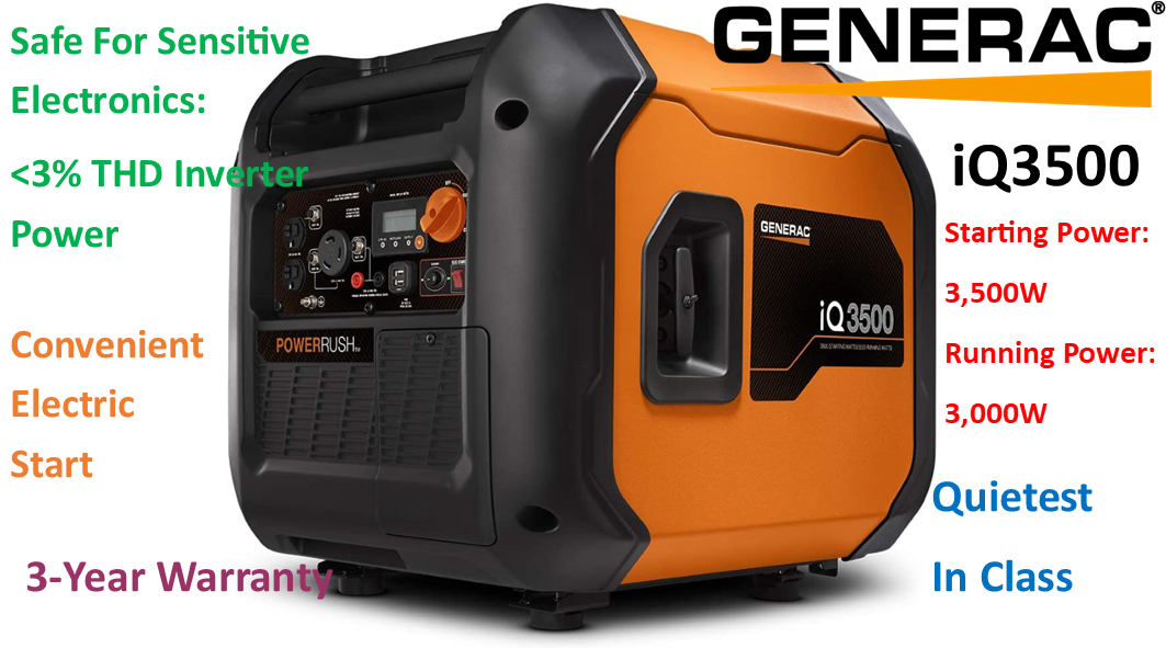 Generac iQ3500 3,500W Inverter Generator